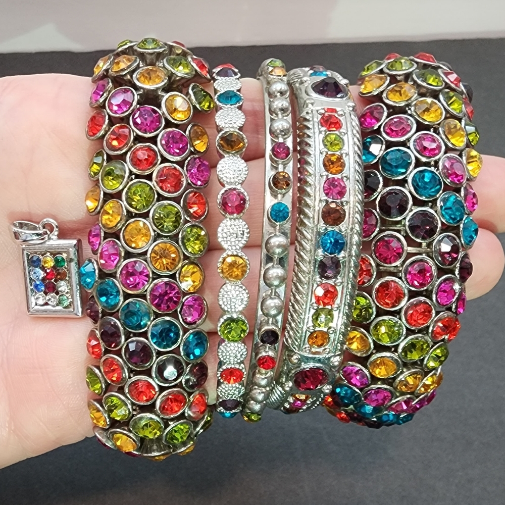 Multi Colored Gem Stone Bracelets, Bangles, and Charm
